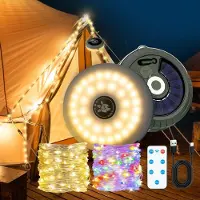 Dripio Camping-Lichtkette Solar 10 m, IP44, USB-C, 2000 mAh, Fernbedienung