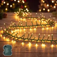 Dripio Cluster-Lichterkette 200 LEDs 5 m warmweiß IP44 Timer 8 Modi