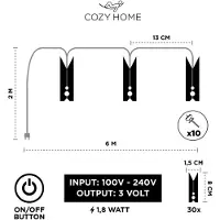 Cobus LED Fotoclips Lichterkette 6m 30 Klammern warm-weiß CozyHome Dekoration
