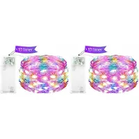 Dripio Lichterkette Koperdraad bunt 1 m 10 LEDs Batterie 2er-Set