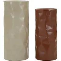 Mauro Ferretti Beistelltisch Set Norimberga Rot Weiß Ø30x70 27x60 cm Metall