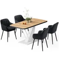 Vicco Schlüsselwörter Esstisch-Set Fenaro Goldkraft Eiche/Weiß 120 x 80 cm mit 4 Esszimmerstühlen, Model 62758