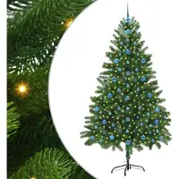 vidaXL Weihnachtsbaum mit 300 LEDs mit Ständer Grün 210 cm PE