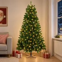 Syfax Künstlicher Weihnachtsbaum 210 cm 300 LEDs Warmes Weiß PVC Grün