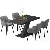 Vicco Esstisch-Set Fenaro Schwarz 120 x 80 cm mit 4 Esszimmerstühlen, Model 62763