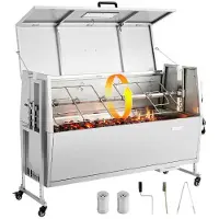 Vevor Lammgrill 38 W 60 kg 132 cm Drehspieß Spanferkelgrill Edelstahl BBQ für Garten und Terrasse