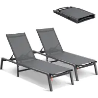 StarTech.com 2x Sonnenliege Strandliege Liegestuhl Relaxliege - 182x60x88cm - Dunkelgrau - Faltbare Liege für Garten und Terrasse - Hochwertige Outdoor-Möbel
