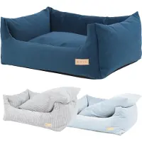 Velinda Hundebett aus Cord mit Kissen – Gepolstertes Hundekörbchen mit abnehmbarem waschbarem Bezug – 80 × 60 cm – Weiß