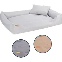 Velinda Hundebett mit Matratze & Kissen – Gepolstertes Hundesofa mit abnehmbarem waschbarem Bezug – 100 × 70 cm – Beige