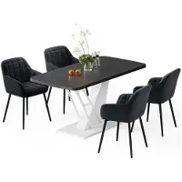 Vicco Esstisch-Set Fenaro Schwarz/Weiß 120 x 80 cm mit 4 Esszimmerstühlen, Model 62767