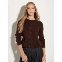 Apricot Cardigan "Strickjacke mit geripptem Saum", Damen, Gr. 16, braun, gestrickt, , Modisch, figurbetont, Rundhals, Strickjacken Cardigan, mit Schößchen