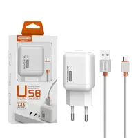 Somostel 2A AC-LADEGERÄT + MIKROKABEL WEISS 2100mAh USB-C SMS-A52