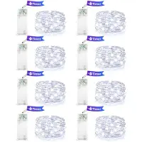 Dripio LED-Lichterkette 8er-Set, 2m Kupferdraht, 20 LEDs, Timer, kaltweiß