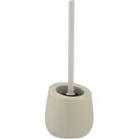 Wenko WC-Garnitur "Badi", beige (beige, grau), H:38cm L:13,5cm Ø:13,5cm, Keramik, Reinigungsbürsten, WC-Garnitur, Keramik