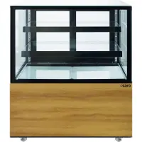 Saro Kuchenvitrine MAXIME, Holzdekor, 300 Liter, Kühlvitrine mit edler Holzoptik und 4-seitiger Doppelverglasung, Maße (L x B x H): 693 x 915 x 1210 mm