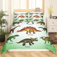 Loussiesd Bettwäsche Set 135x200cm Kinder Jugendliche Dino Druck Mikrofaser Mehrfarbig
