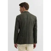 Bugatti Sakko "Modern Fit", Herren, Gr. 58, grün (180, oliv), 62% Polyester, 38% Wolle, gestreift, normal, Sakkos Sakko, Modern Fit Wollmix Gestreift