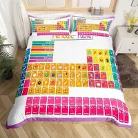 Loussiesd Bettwäsche-Set Periodentisch Chemie 135x200cm Mehrfarbig mit 1 Kissenbezug 80x80cm Super Microfaser