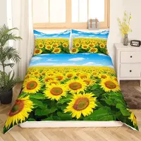 Loussiesd Bettwäsche-Set Blumenmuster 135x200cm 2-teilig Mehrfarbig Mikrofaser
