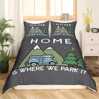 Loussiesd Bettwäsche Set 135x200cm Camping Motiv für Kinder Jungen Mädchen Wohnmobil Abenteuer Mehrfarbig Mikrofaser
