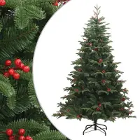 Selius Künstlicher Weihnachtsbaum, 180 cm hoch, mit Tannenzapfen und Beeren, mit Scharniersystem