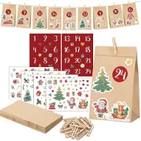 Generisch DIY-Adventskalender zum Befüllen, 24 Papierbeutel, braun