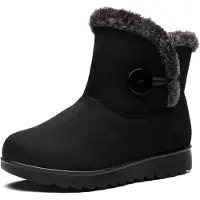 Generisch Winterstiefel für Damen – Warm gefütterte Schneestiefel – Stiefel mit niedrigem Schaft und einfachem Anziehen