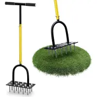 WAN Luftansauger Kohlenstoffstahl - Bodenluftpumpe - Rasenpflege Verbesserung - 15 Stahl Spikes - 90 cm Länge - Schwarz