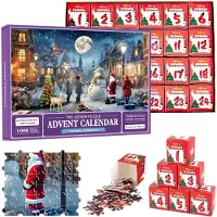 Generisch Adventskalender 2024 mit Weihnachtsmotiven, Puzzle, 24-teiliges Puzzle-Adventskalender, Adventskalender 2024 mit Puzzles, Adventskalender mit Puzzles für Kinder