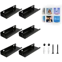 Dripio 6er-Set Vinyl-Wandhalterung, schwarz, Metall, 10x4x1,5 cm, inkl. Schrauben
