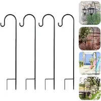 WAN Gartenhaken - Pal mit Haken - Aufhängen Dekoration - Verstellbare Höhe - 4 Stück 81 cm - Schwarz