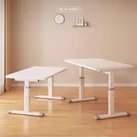 WAN Verstellbarer Schreibtisch - Schreibtisch - Home Office Dekoration - Manuelle Hebevorrichtung - 80 cm x 60 cm - Weiß