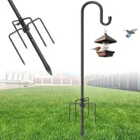 WAN Schäferhaken - Gartenhaken - Dekoration Hängen - Höhe verstellbar - 234 cm - Schwarz