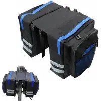 WAN Doppelte Fahrradtasche - Gepäckträgertasche wasserdicht - Fahrräder Einkaufen - Einfache Montage - 30 Liter - Blau