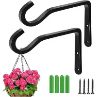 WAN Wandhaken Pflanzen - Hängebügel Garten - Dekoration Hängen - Langlebiger Kohlenstoffstahl - 2 Stück - Matt Schwarz