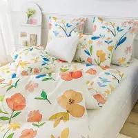 YASMENG Bettwäsche Set 200x200 cm Blumen Motiv Bunt 3-teilig Mikrofaser mit Reißverschluss 2 Kissenbezüge 80x80 cm