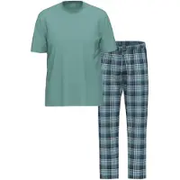 Ammann Pyjama "Herren T-Shirt, Lange Twillhose Night & Relax", Herren, Gr. L, blau (goblin blau, dunkelblau), Homewear-Sets Pyjama