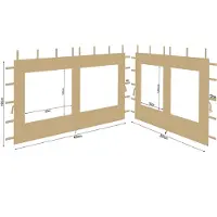 Merkloos Set mit 2 Seitenteilen mit Fenster für Pavillon 3x4 m, Beige