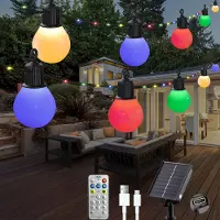 Dripio Solar-Lichterkette 10 m, 100 LED, 20 G40-Lampen, Mehrfarbig