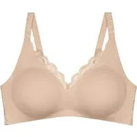 Triumph Bügel-BH "Amourette N01", Damen, Gr. 85, Cup D, beige (porcelain mousse), Microtouch, Obermaterial: 75% Polyamid, 25% Elasthan, unifarben, BHs Bügel-BH, mit Spitzendetails und ohne Bügel