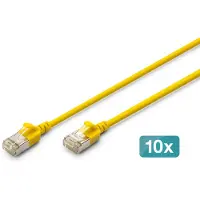 Digitus CAT 6A F-FTP Slim Patchkabel, 1 m, Gelb, 10 Stück, 1 m, Cat6a, F/FTP (FFTP), RJ-45, RJ-45, Gelb