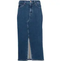 QS Jeansrock , Damen, Gr. 32, blau, Denim/Jeans, Obermaterial: 99% Baumwolle, 1% Elasthan, unifarben, regular fit ca. Mitte Wade, Röcke Jeansrock, mit Schlitz