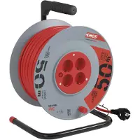 Emos Profi-Kabeltrommel, 50m Kabel mit 4 Steckdosen, 1,5 mm Schuko, Spezialkunststoff, Einsatz im Innenbereich, P09250
