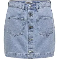 ONLY Jeansrock "ONLAMAZING HW SKIRT TAI DNM NOOS", Damen, Gr. XL (42), blau (light blau denim), Denim/Jeans, Obermaterial: 100% Baumwolle, unifarben, kurz, Röcke Jeansrock