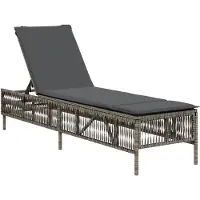 vidaXL Sonnenliege mit Auflage Grau Poly Rattan
