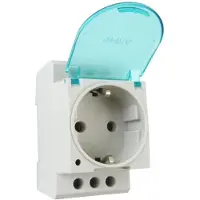 Onka DIN-Schienensteckdose TH35 16A 230V ohne LED-Anzeige, Schuko-Steckdose mit Schutzklappe für Verteilerschrank 7160 1600