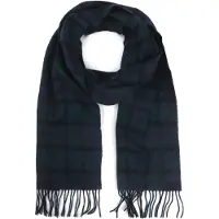 Barbour Schal Tartan Lammwolle Klassisch Dunkelblau