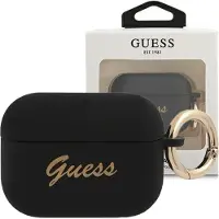 GUESS GUAPSSSK AirPods Pro Hülle schwarz/schwarz Silikon Vintage-Schriftzug