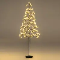 Costway LED Lichterbaum 150cm, Birkenbaum mit 1000 warmweißen LEDs & Zemenständer, künstlicher Weihnachtsbaum, Tannenbaum, Christbaum, Schwarze Basis