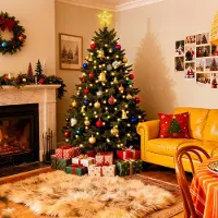 Salcar LED Lichterkette Weihnachtsbaum mit Ring weihnachtsbaumbeleuchtung mit Fernbedienung 1,5m 260 LED mit 10 Girlanden mit Baumspitze-Stern